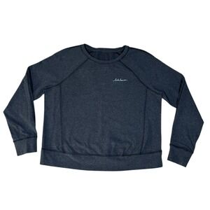 Lululemon‎ Loop Back Crew Embroidered Logo Dark Gray Cozy Size Small EUC